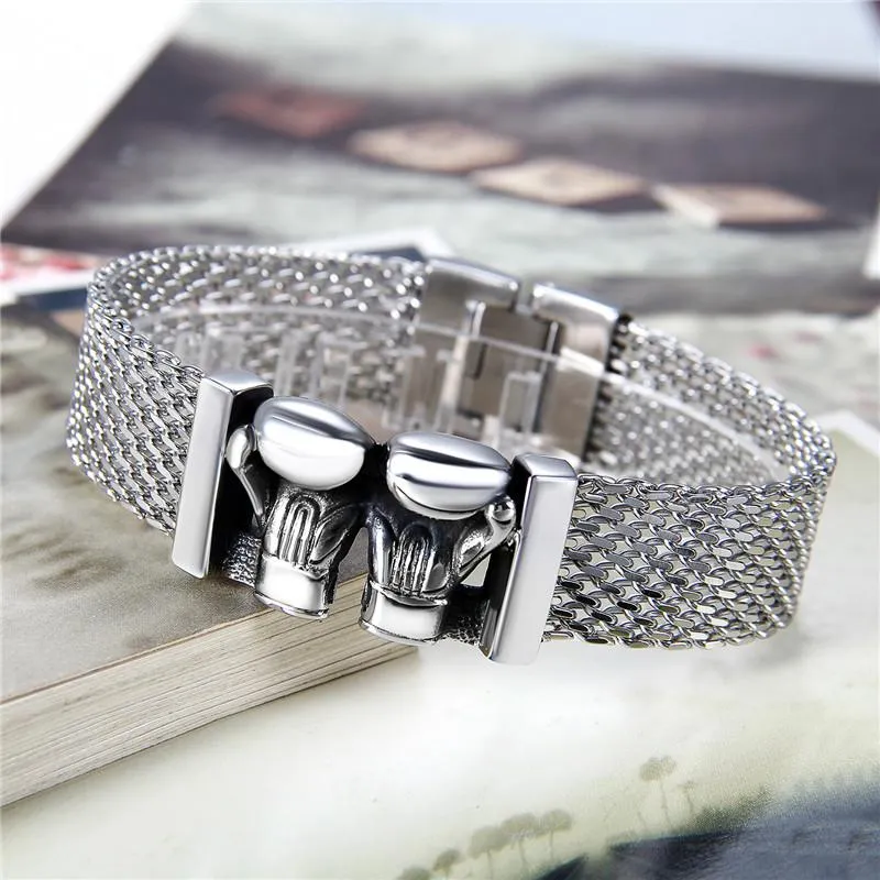 Double Gloves Men Stainless Steel Bracelet