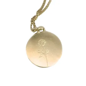 Dual Engraved Flower Gold Coin Necklace