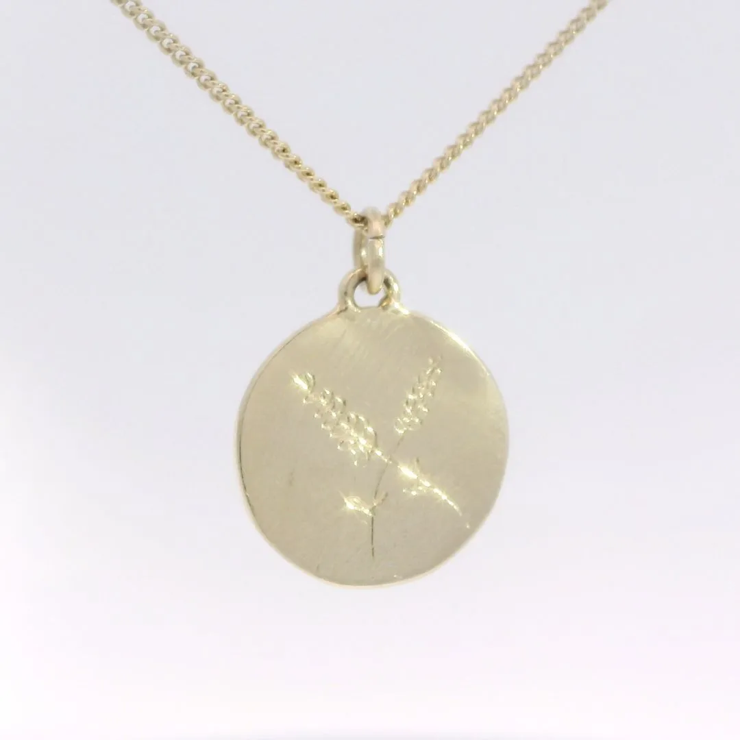 Dual Engraved Flower Gold Coin Necklace