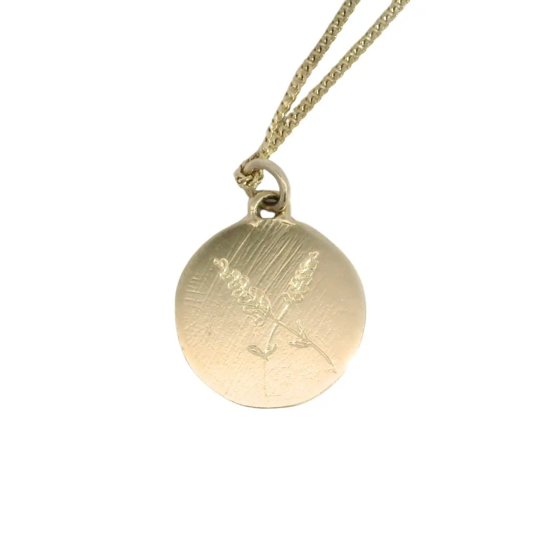 Dual Engraved Flower Gold Coin Necklace