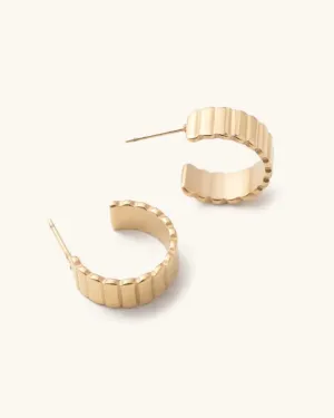 Dylan Ridged Gold Hoops