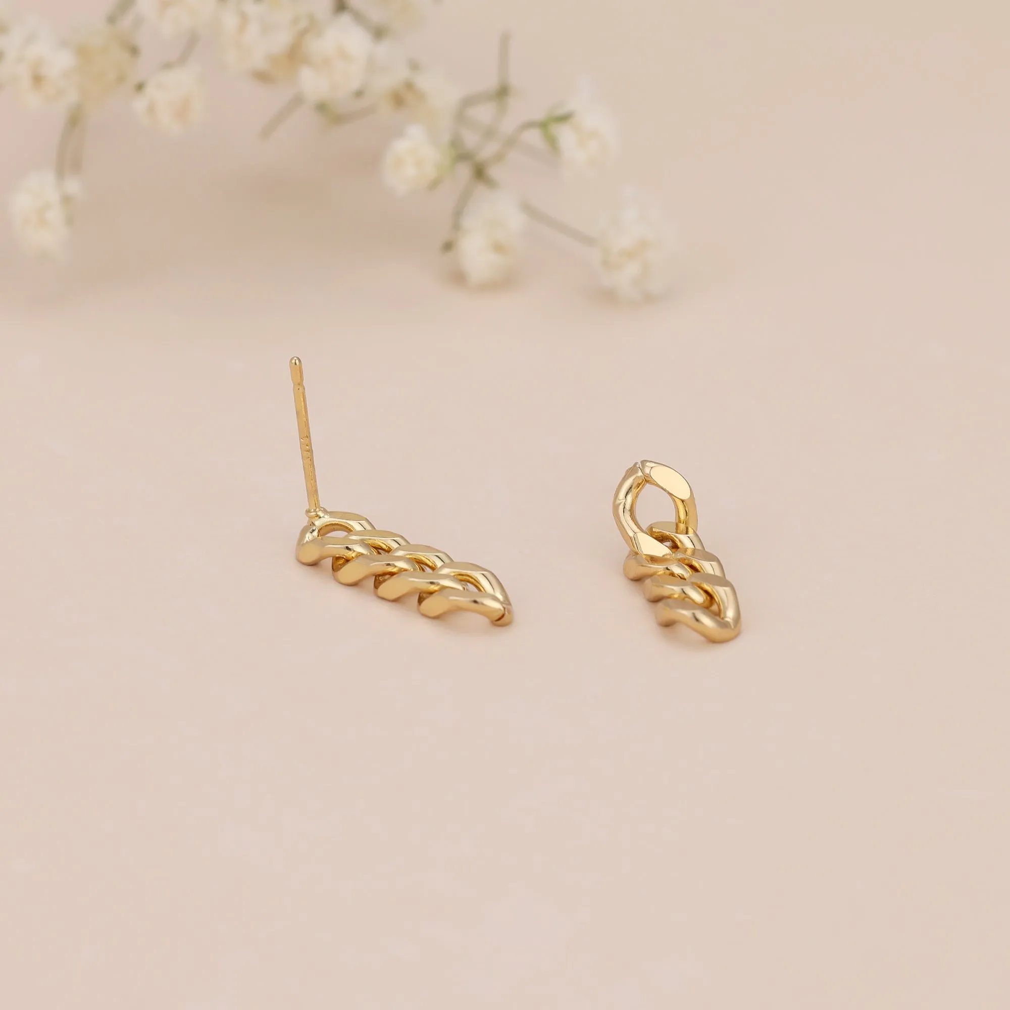 E139 dainty chain link dangle earrings