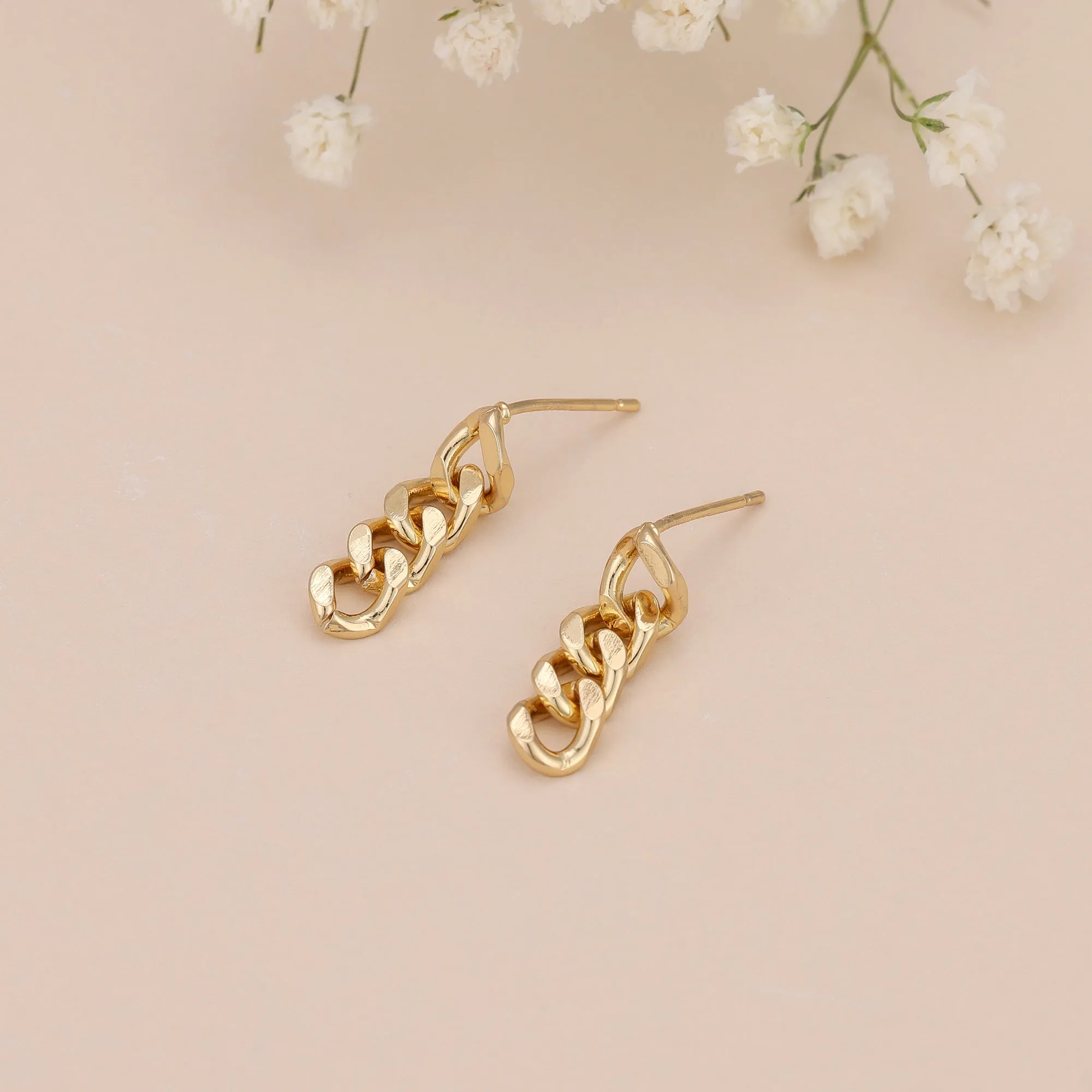 E139 dainty chain link dangle earrings