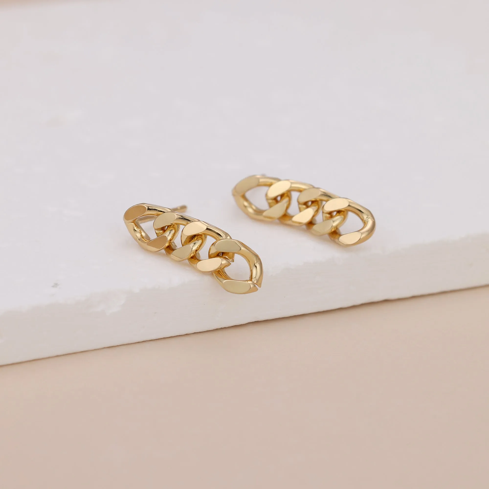 E139 dainty chain link dangle earrings
