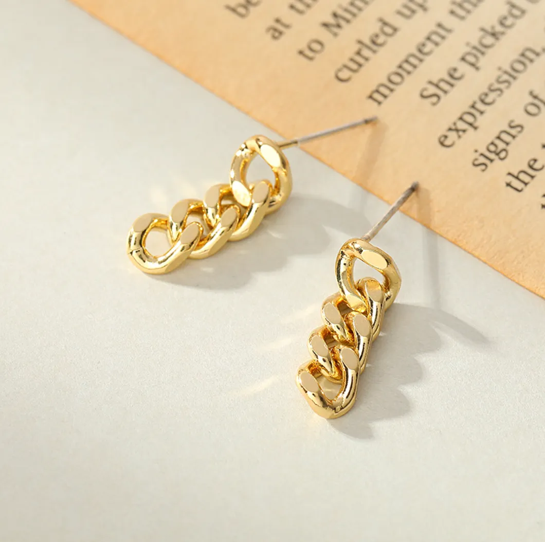 E139 dainty chain link dangle earrings