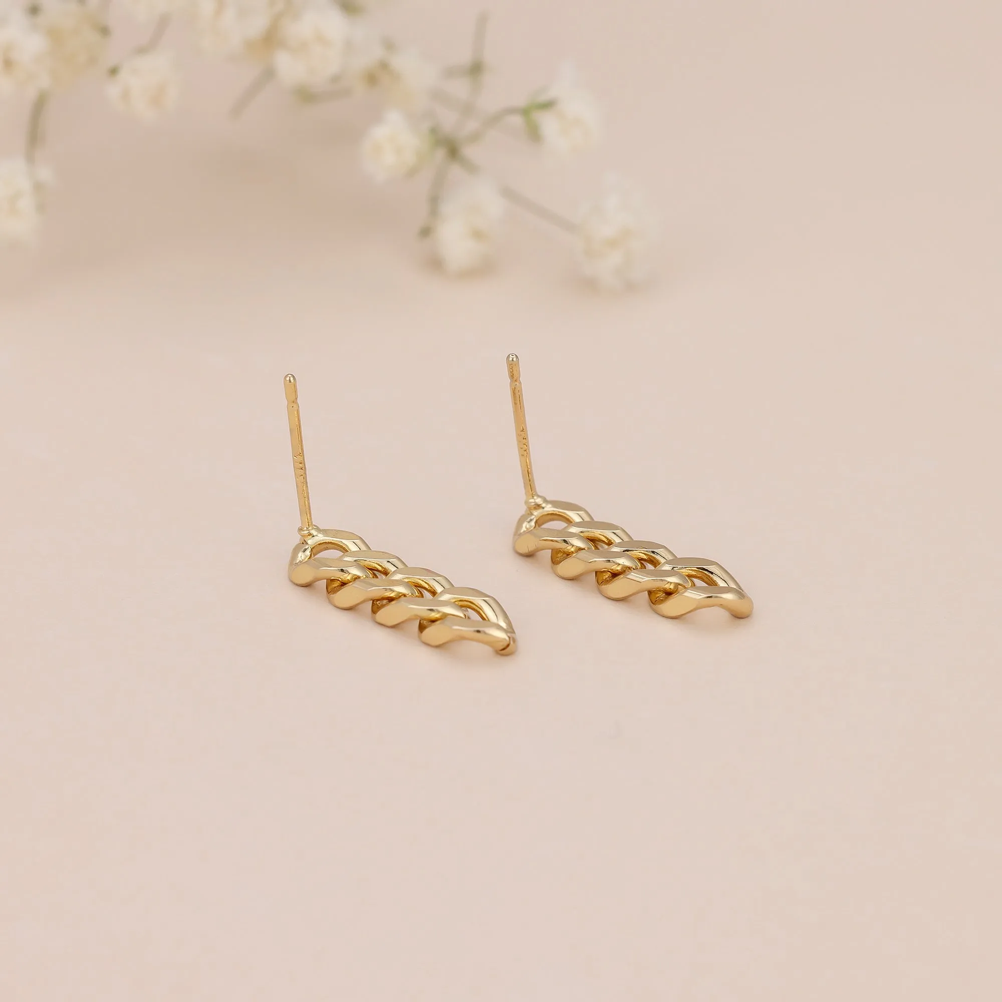 E139 dainty chain link dangle earrings