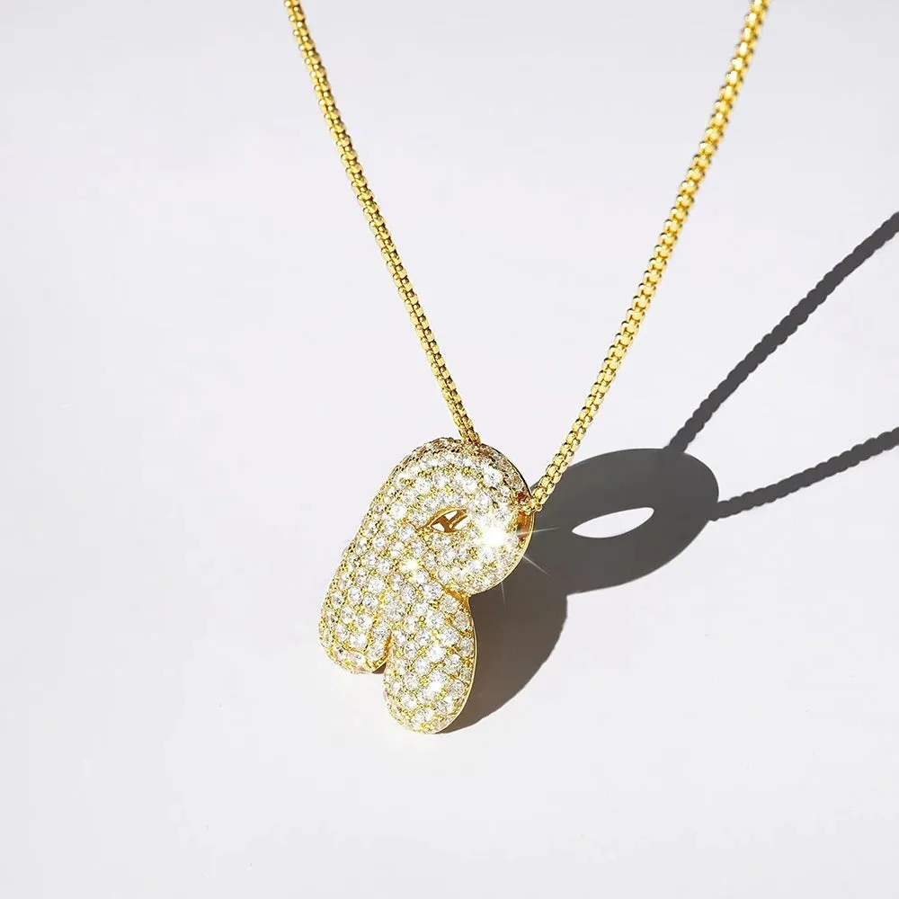 Elegant Sparkling Bubble Letters Necklace A-Z