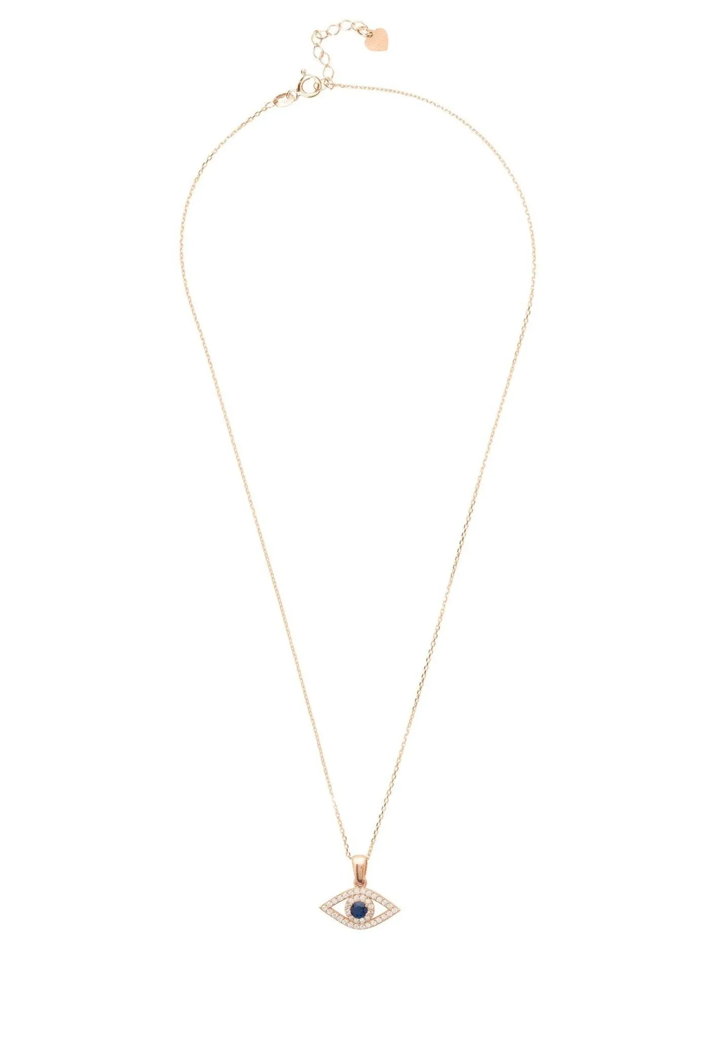 Elliptical Evil Eye Necklace Dipped in Rose Gold