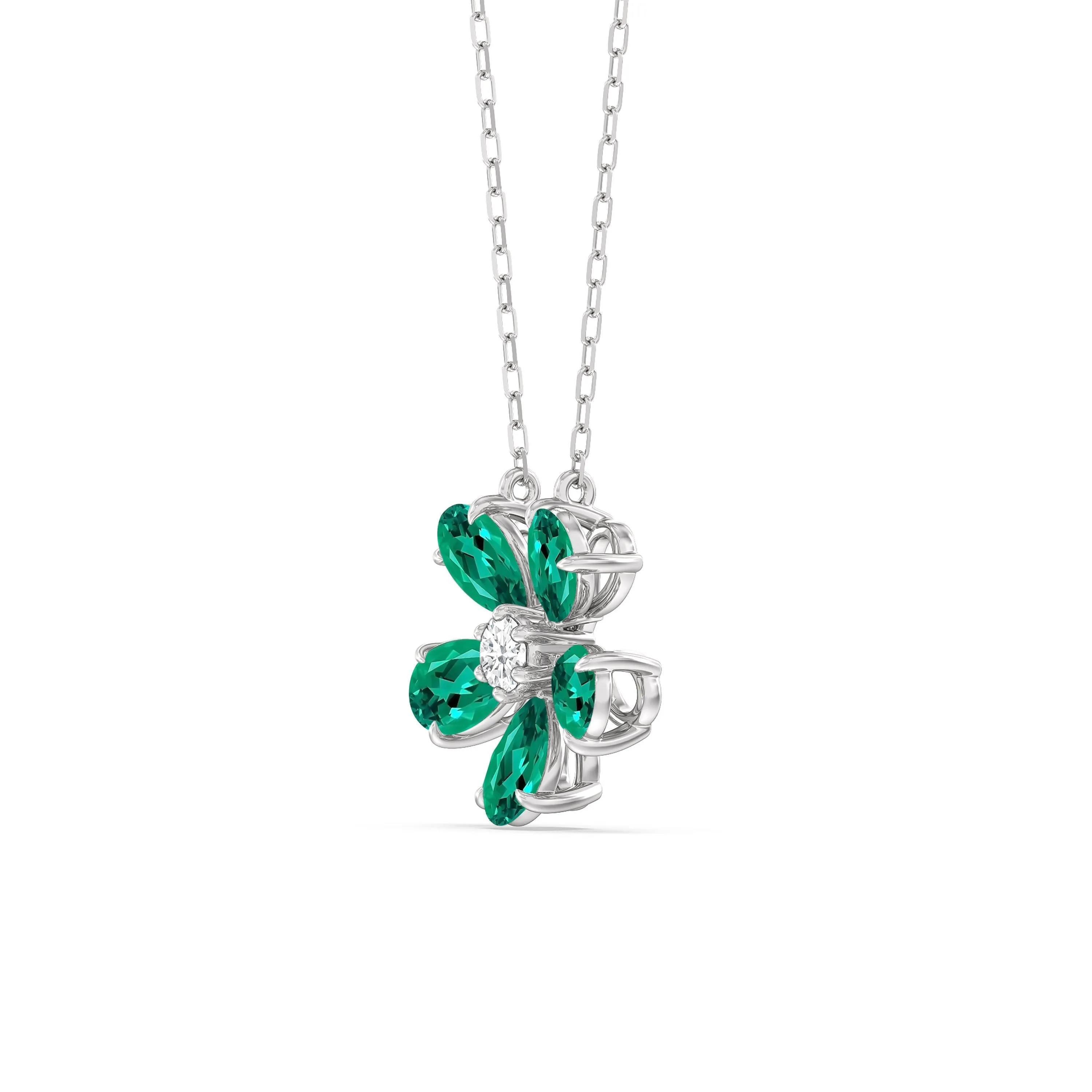 Emerald and Diamond Daisy Necklace
