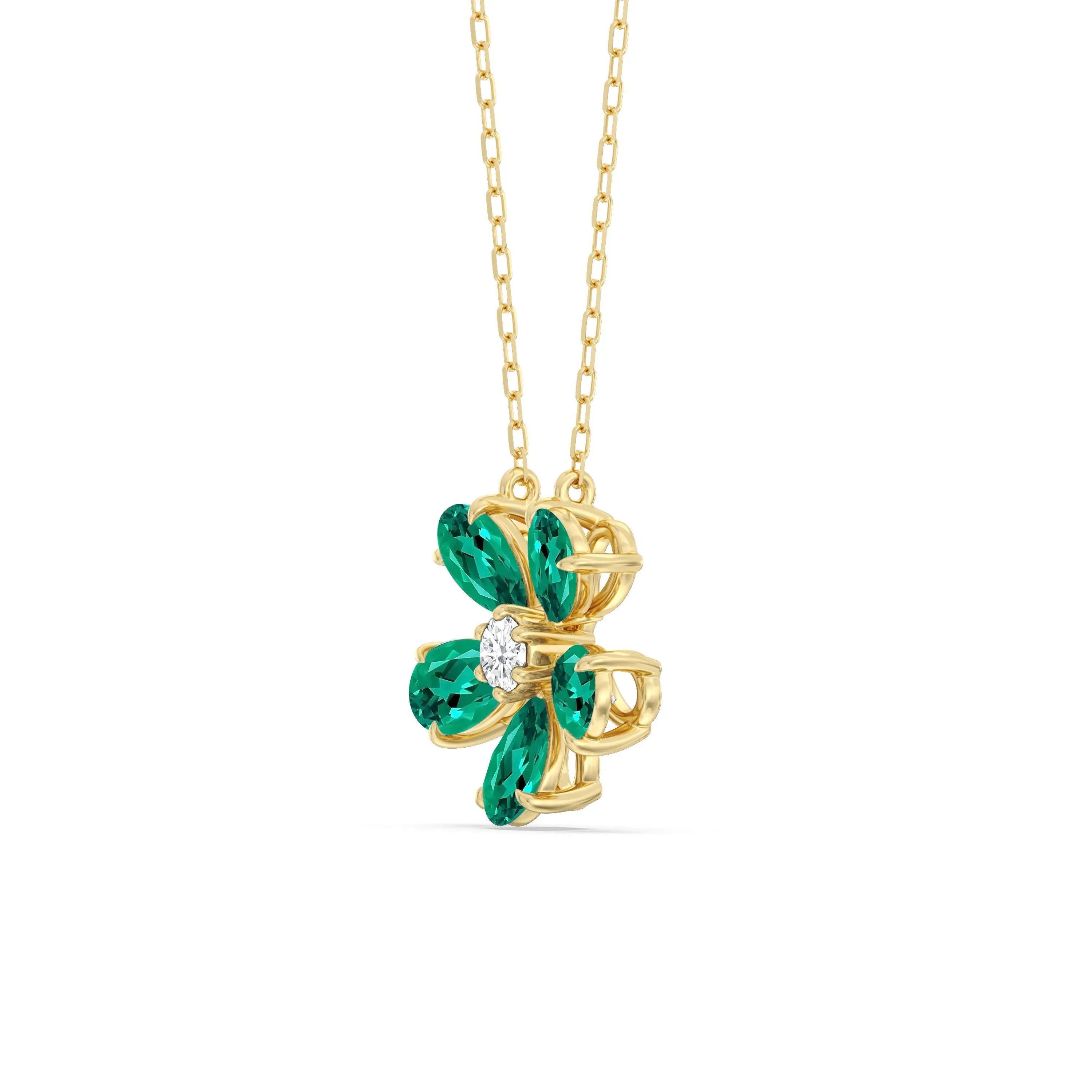 Emerald and Diamond Daisy Necklace
