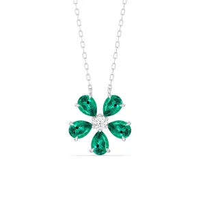 Emerald and Diamond Daisy Necklace