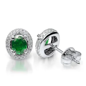 Emerald And Diamond Stud Earrings