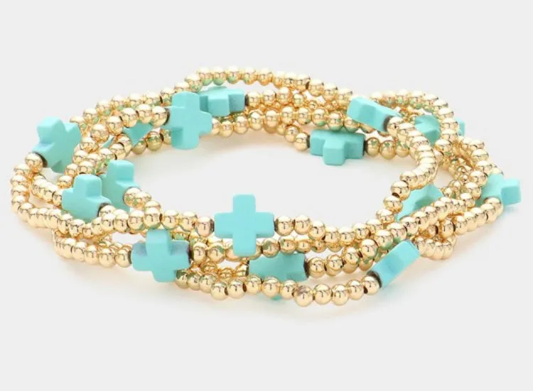 ETERNALLY HIS 5 PIECE CROSS BRACELET SET