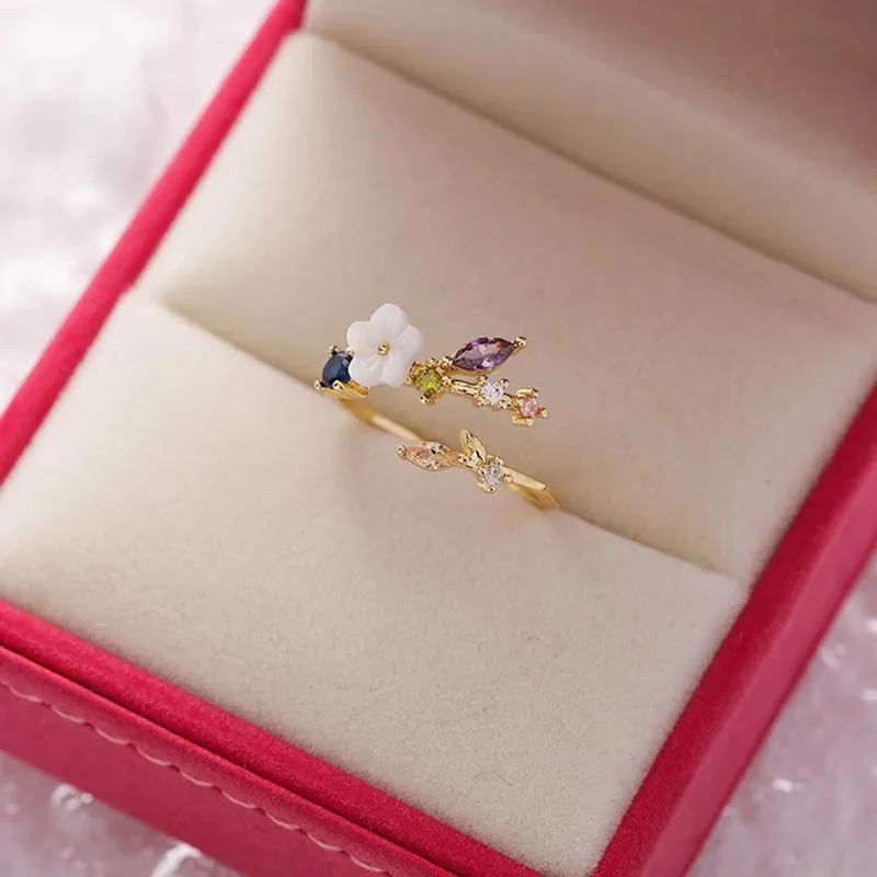 Exquisite Micro-Inlaid Floral Rhinestone Rings