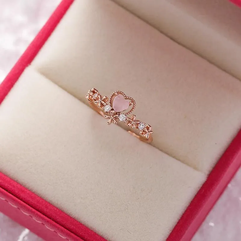Exquisite Micro-Inlaid Floral Rhinestone Rings