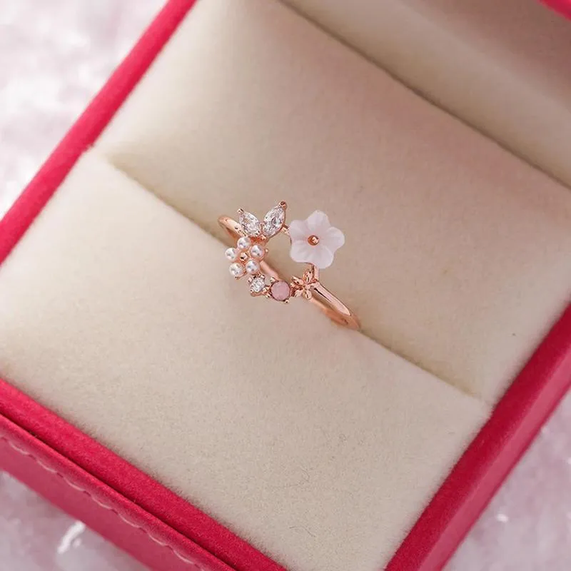 Exquisite Micro-Inlaid Floral Rhinestone Rings
