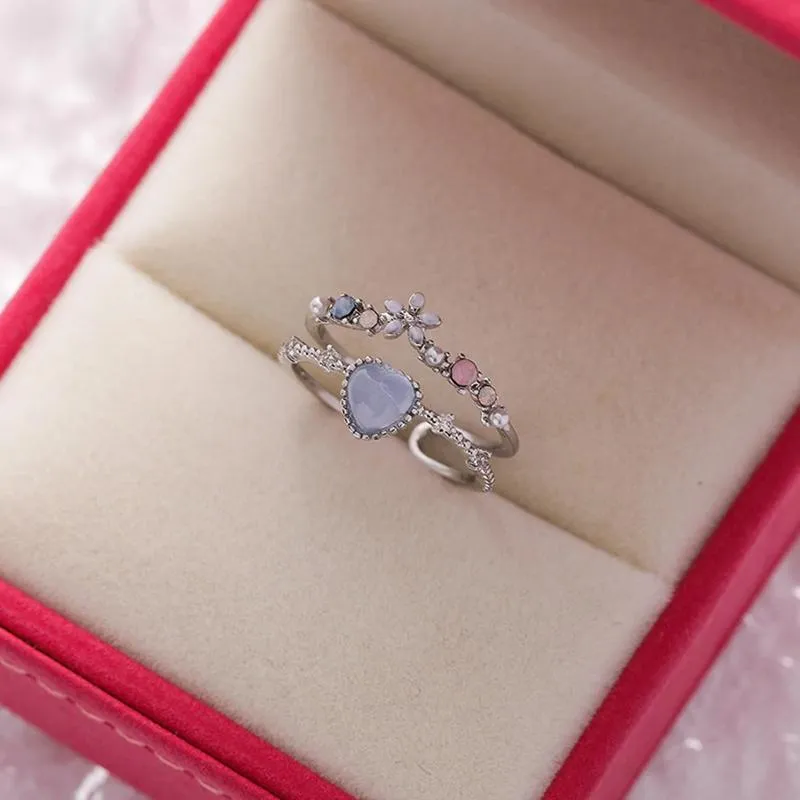 Exquisite Micro-Inlaid Floral Rhinestone Rings