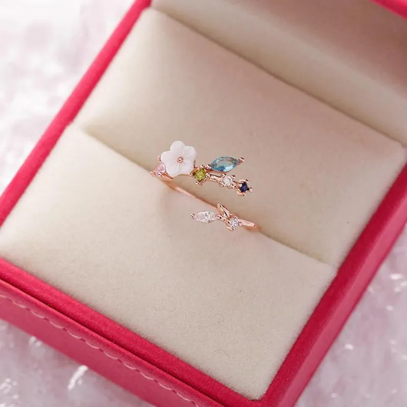 Exquisite Micro-Inlaid Floral Rhinestone Rings