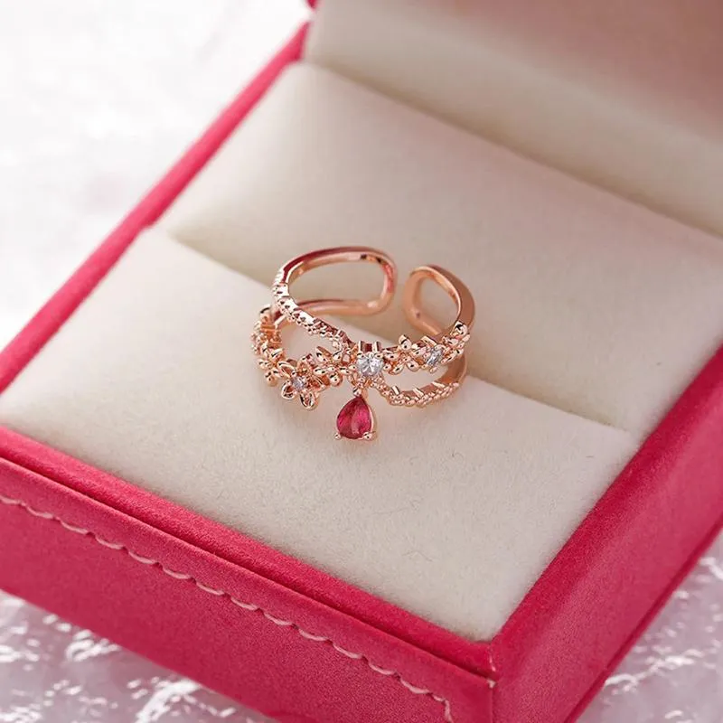 Exquisite Micro-Inlaid Floral Rhinestone Rings