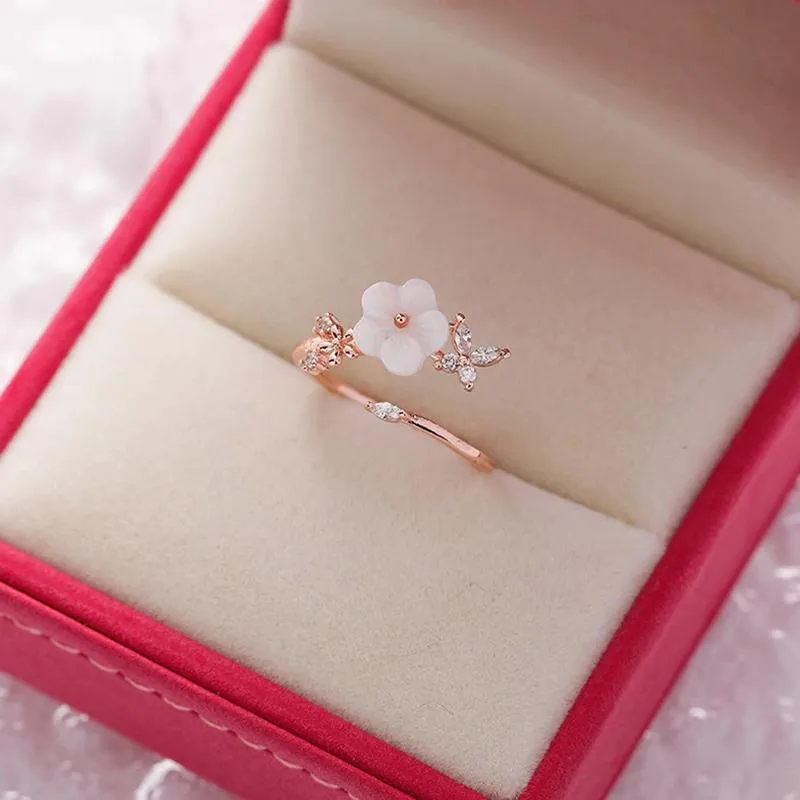 Exquisite Micro-Inlaid Floral Rhinestone Rings