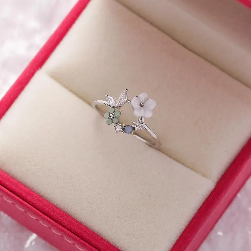 Exquisite Micro-Inlaid Floral Rhinestone Rings