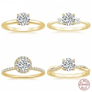 Exquisite Zircon Crystal Sterling Silver Wedding Engagement Ring