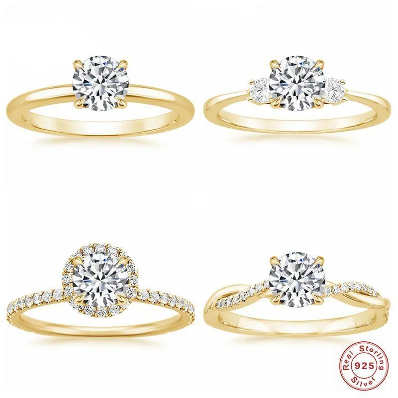 Exquisite Zircon Crystal Sterling Silver Wedding Engagement Ring
