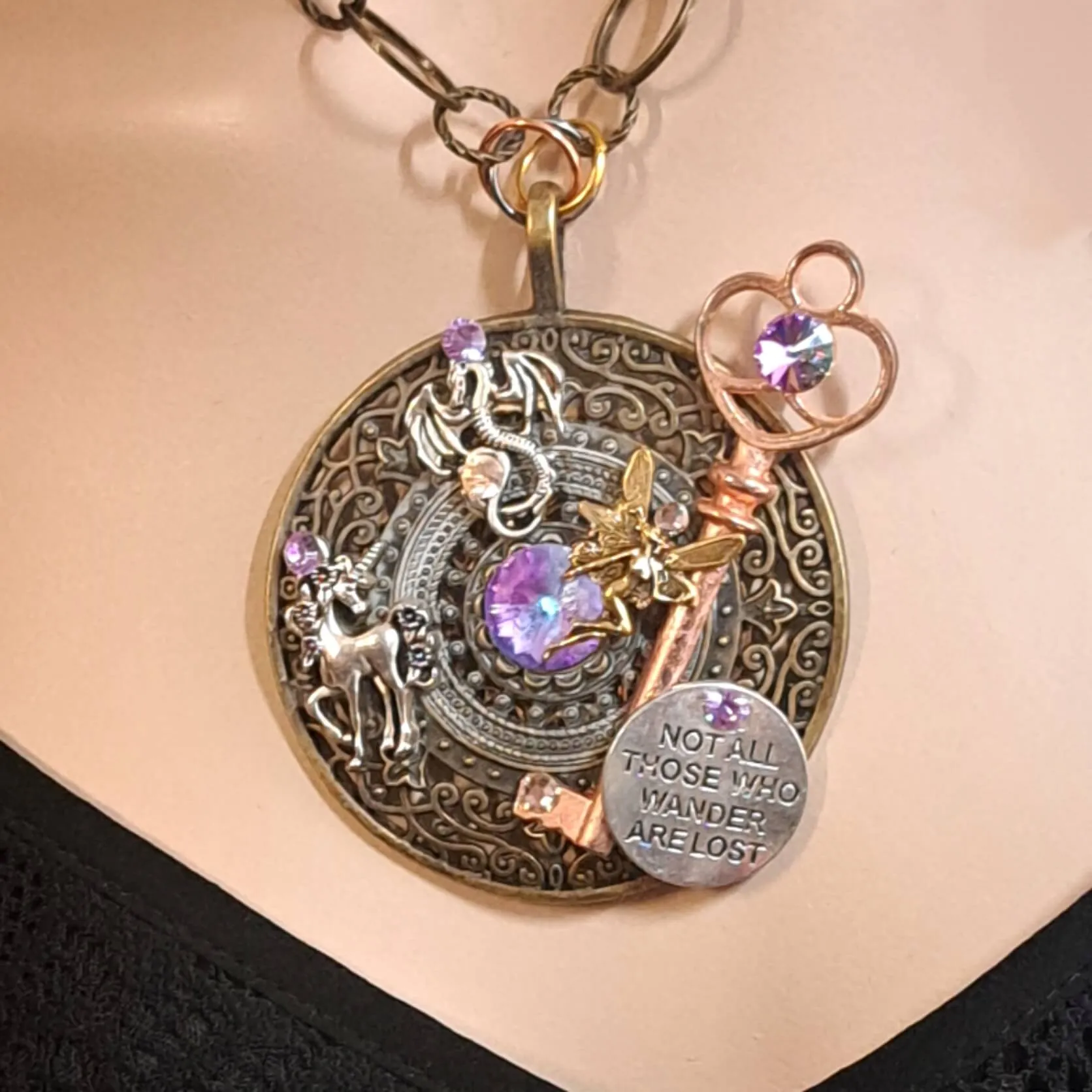 Fantasy Magical Round Filigree Necklace