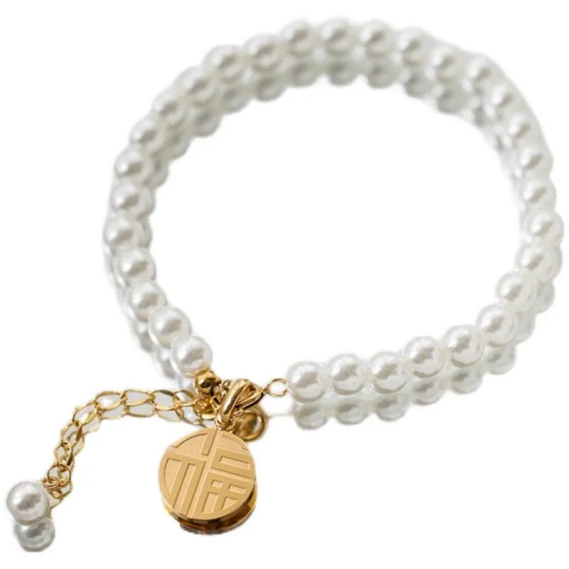 Fashion Stainless Steel Chain String Pearl Bracelet China
