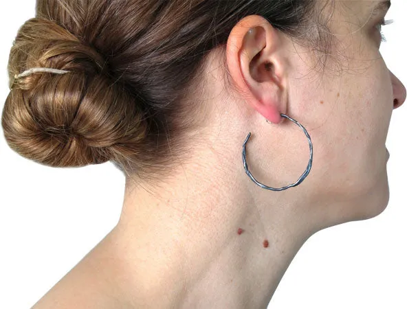 FOLD Stationary Hoop Earrings in Matted Sterling Silver