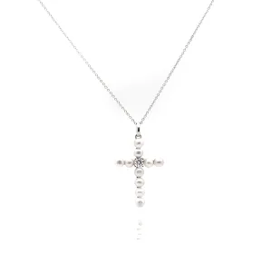 Freshwater Pearl Gemstone Cross Necklace