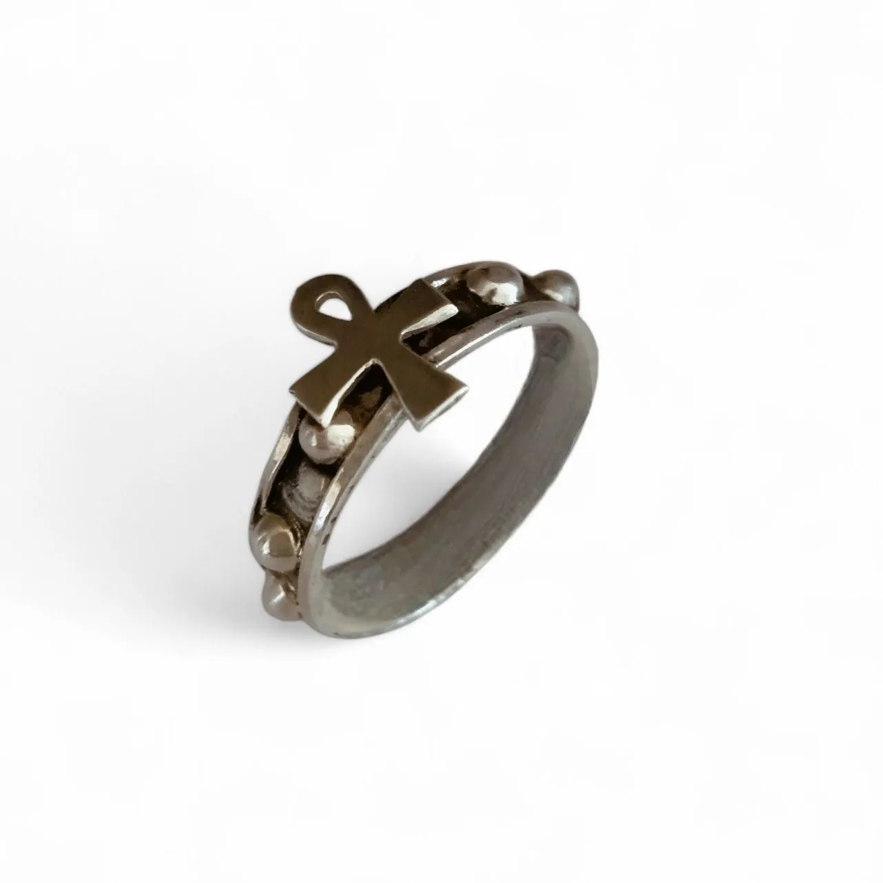 Genuine 925 Silver Egyptian Ankh Ring