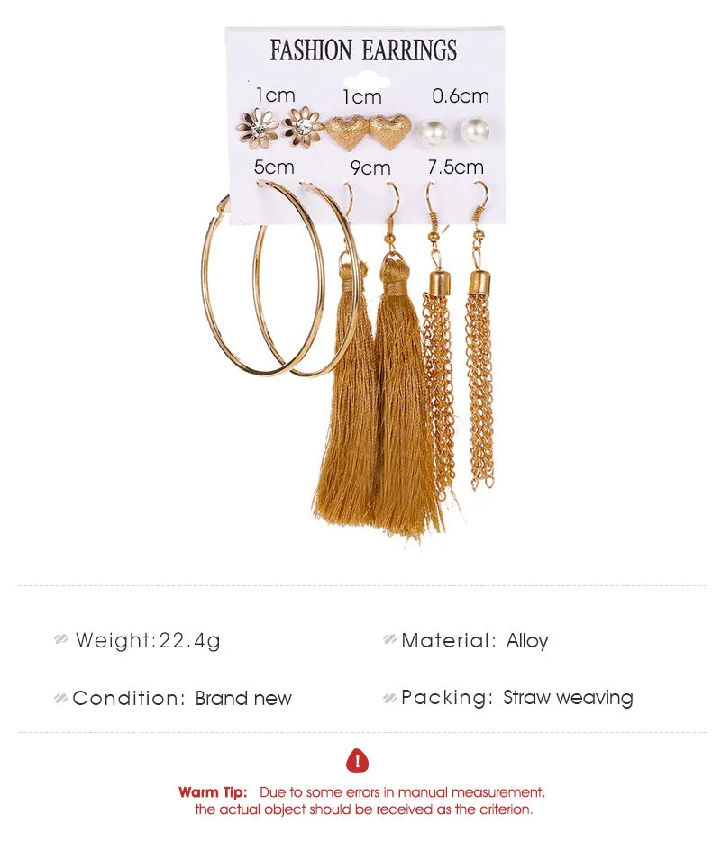 Geometric Tassel Set Earrings Sweet And Versatile Love
