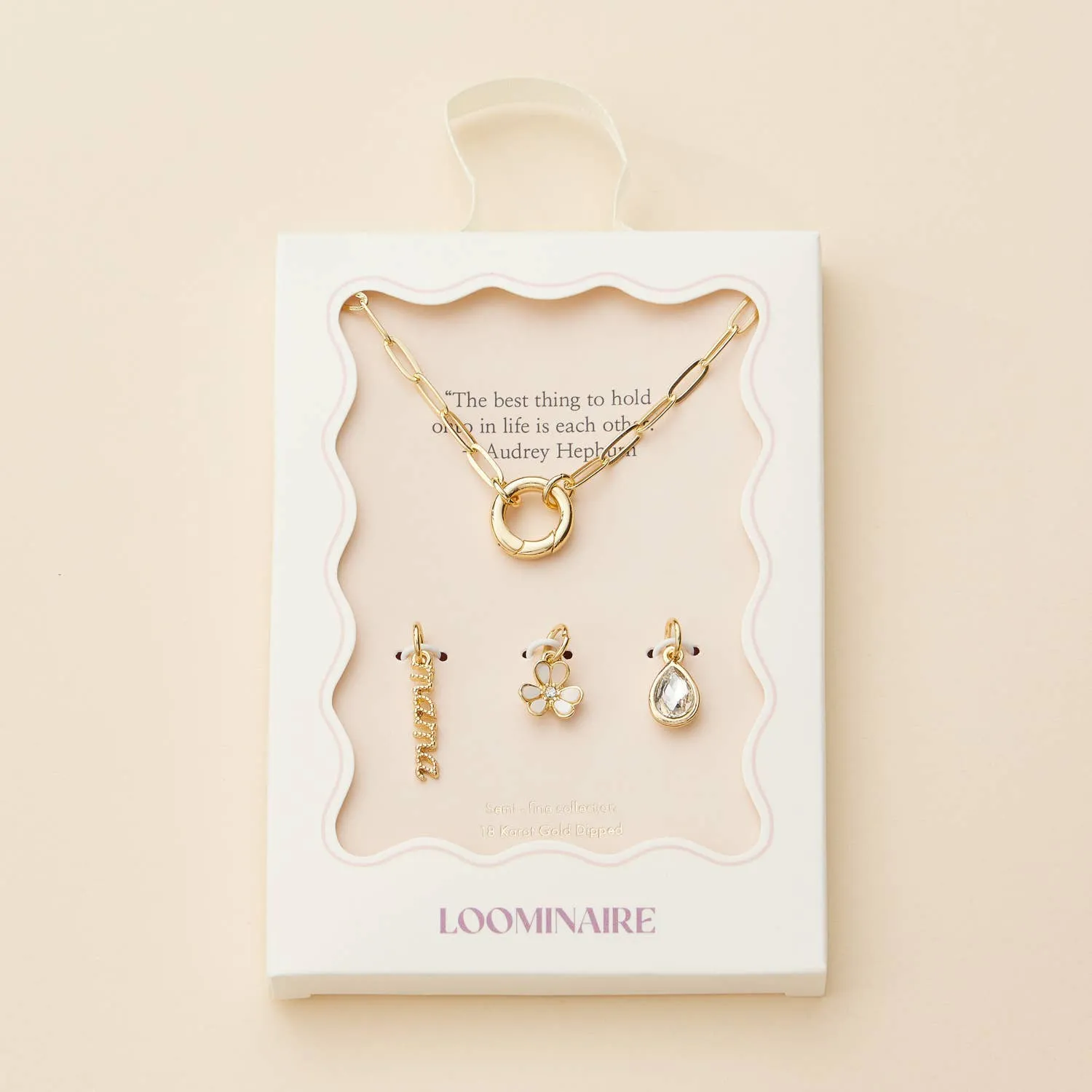 Gold Dipped 18k Mama & Flower Charm Necklace