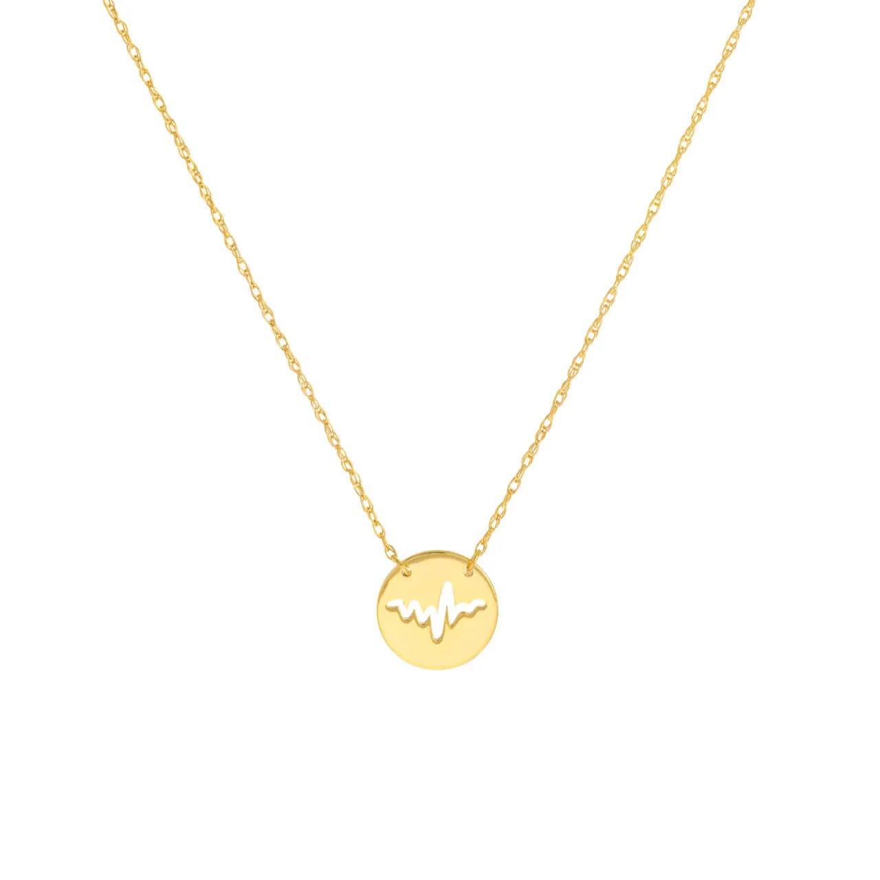 Gold Disc Cut Out ECG Heartbeat Necklace