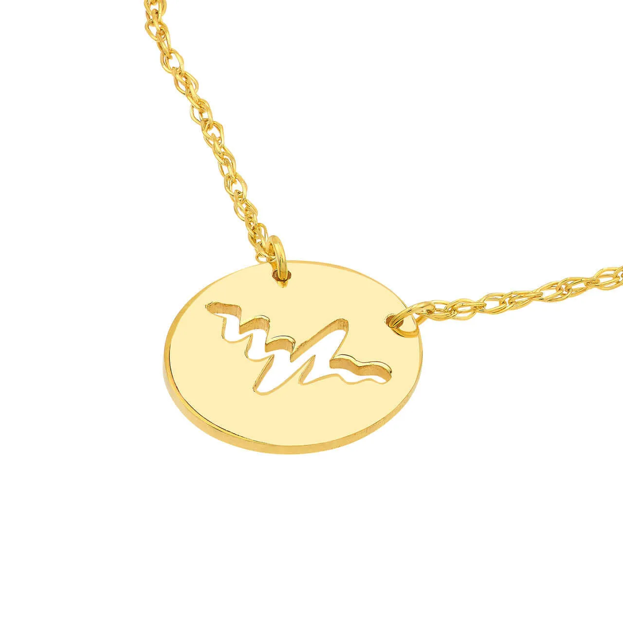 Gold Disc Cut Out ECG Heartbeat Necklace