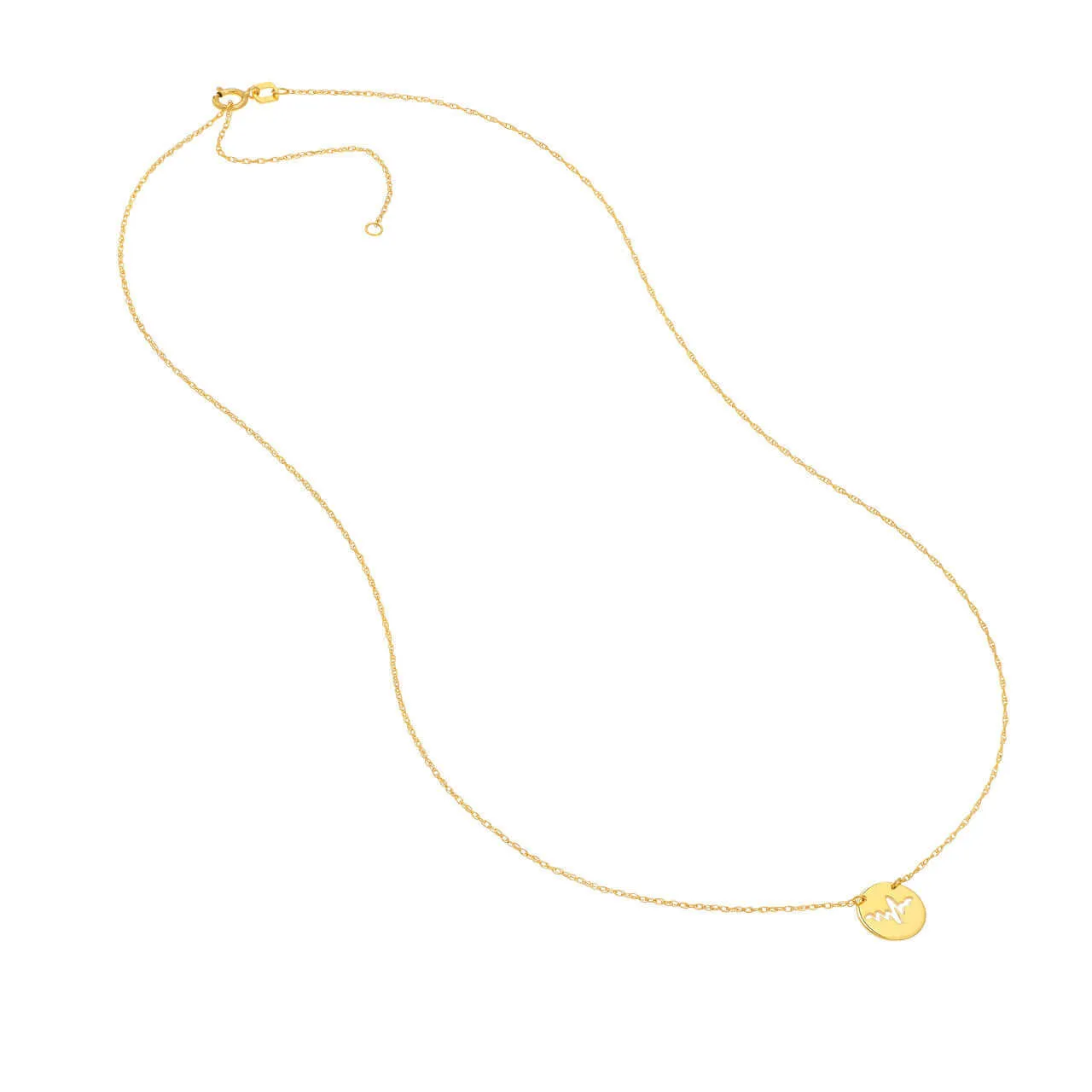 Gold Disc Cut Out ECG Heartbeat Necklace