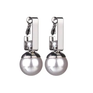 Gold Geometric Double Pearls Dangle Earrings