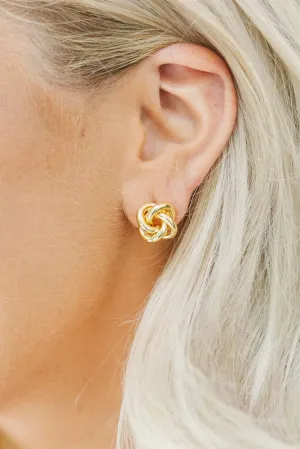 Gold Minimalism Knotted Stud Earrings | DROPSHIP