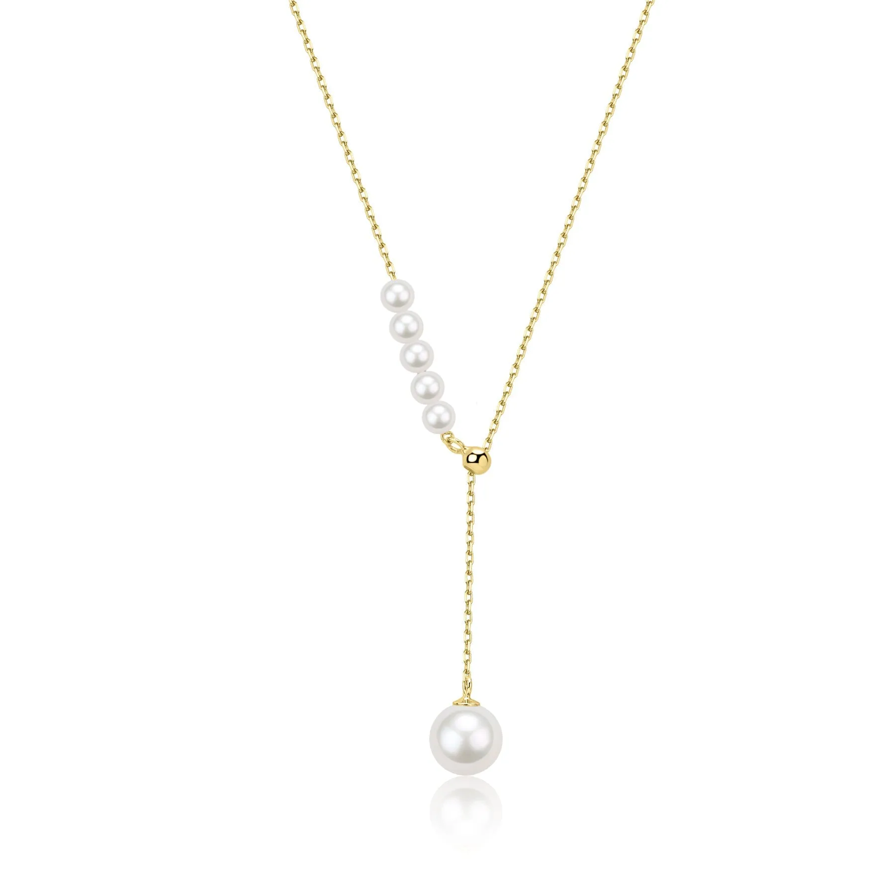 Grace Pearl Y-Chain Necklace - Gold / Silver