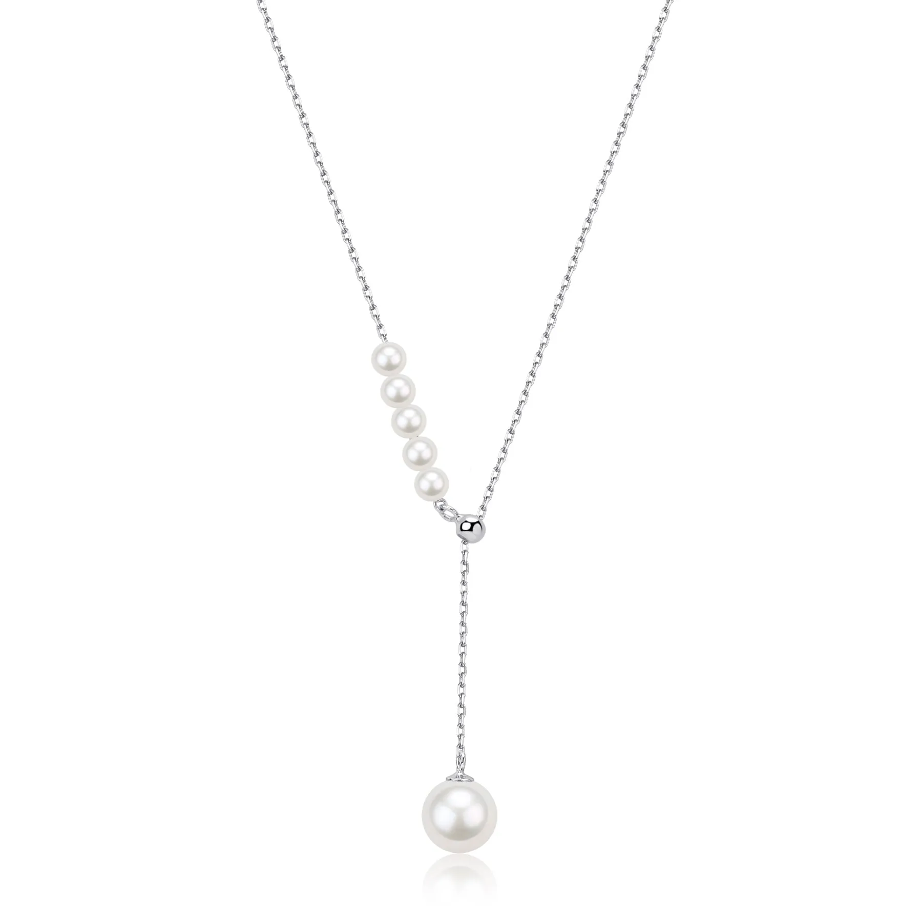Grace Pearl Y-Chain Necklace - Gold / Silver