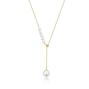 Grace Pearl Y-Chain Necklace - Gold / Silver