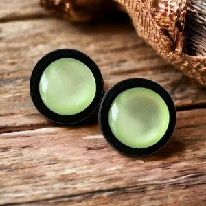 Green Resin Black Wood Unisex Stud Earrings - Stylish & Versatile Accessories