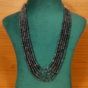GREY QUARTZ 4MM BEADS SEMI PRECIOUS 5 LAYERED NECKLACE