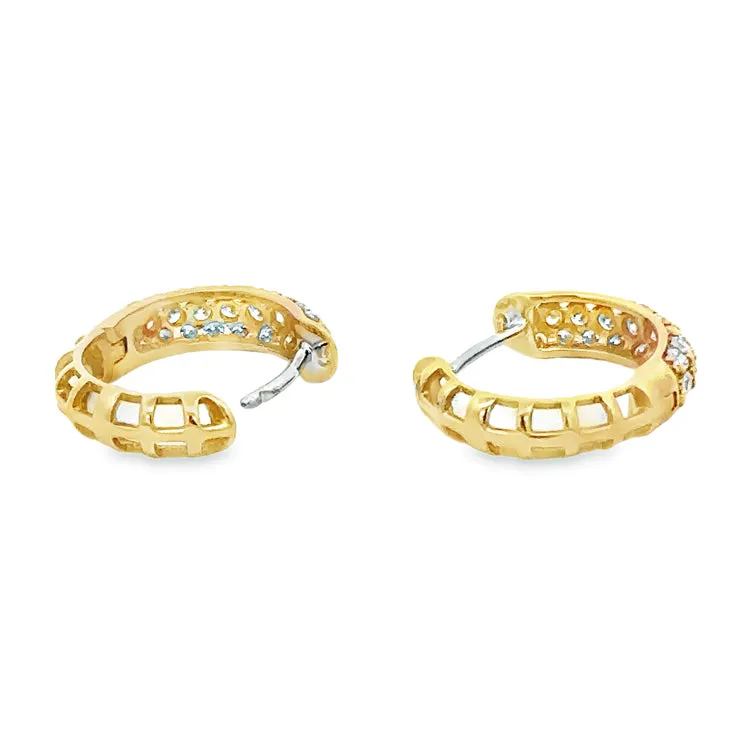 Hoop Earrings, 14Kt & Diamonds