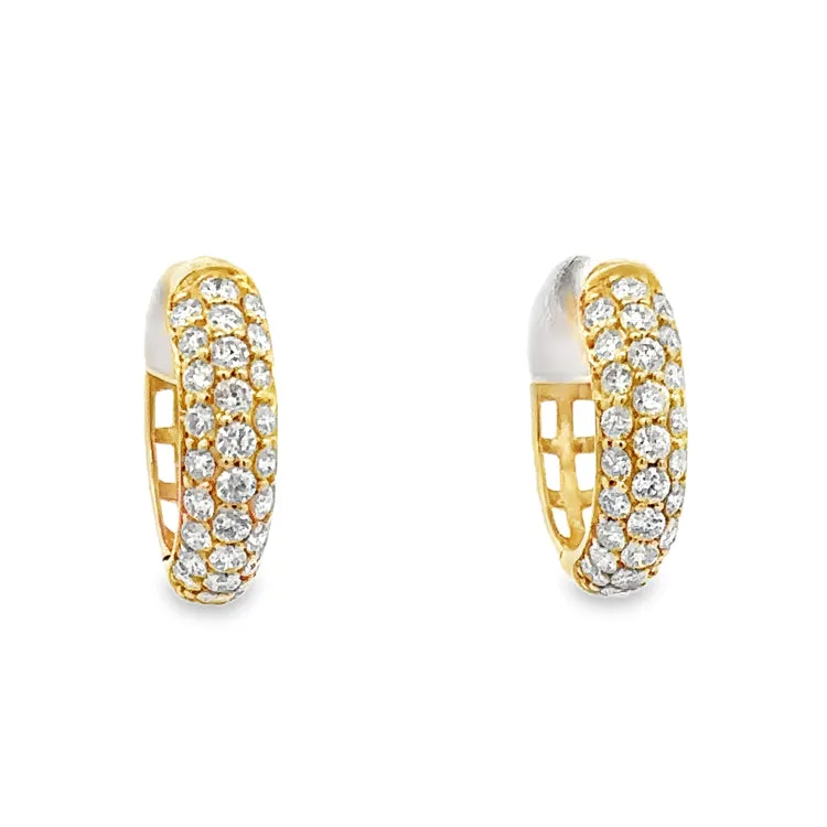 Hoop Earrings, 14Kt & Diamonds