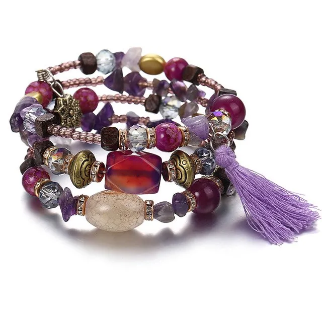IF YOU Multilayer Bohemian Beads Charms Bracelets For Women Ethnic Tibet Colorful Imitation Natural Stone Bracelets Bangles Men