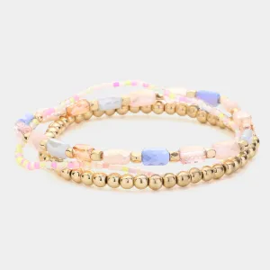 iLLASPARKZ 3PCS - Beads Multi Layered Stretch Bracelets
