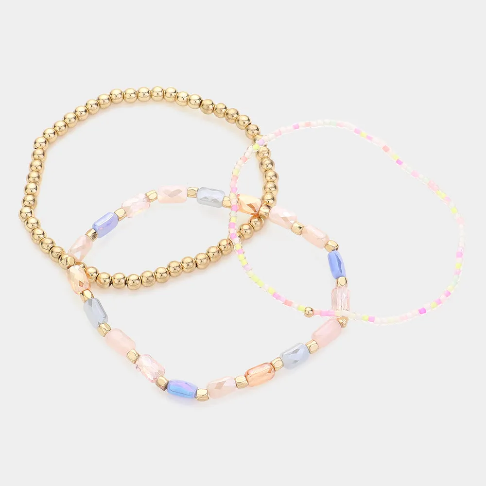 iLLASPARKZ 3PCS - Beads Multi Layered Stretch Bracelets