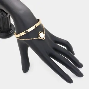 iLLASPARKZ Double Layered Pearl Charm Drop Cuff Bracelet